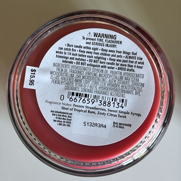 Strawberry Daiquiri & Fresh Watermelon Single Wick Bath & Body Works Candle Set - Picture 3 of 4